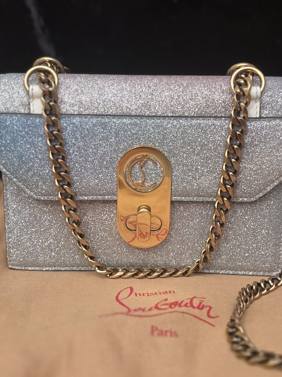 Christian Louboutin Handbags - Christian Louboutin Silver Glitter Chain Shoulder Bag